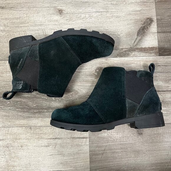Sorel Emelie Waterproof Chelsea Boot Low Heel Black Shimmer Women’s Size 4 - Picture 1 of 9